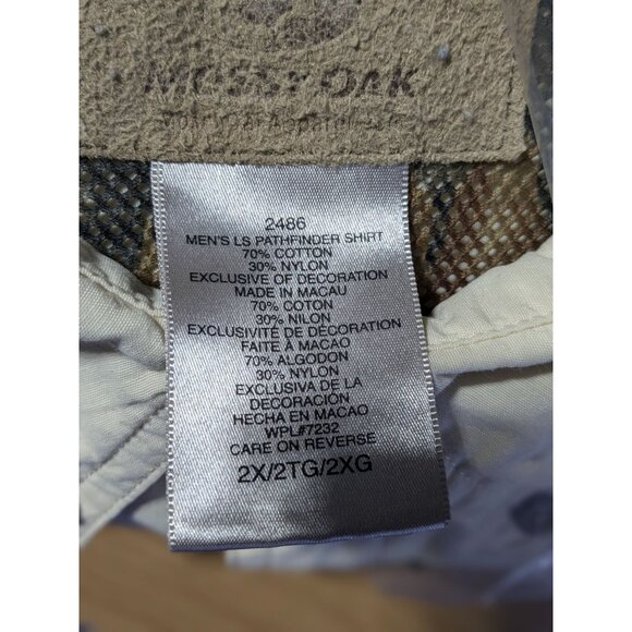 Mossy Oak Men 2X Pathfinder Long Sleeve Button-Down Fishing Hunting Vented Shirt - Picture 15 of 16